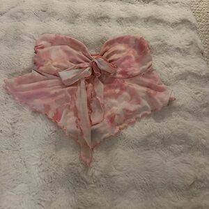 Pink Tie-Dye Strapless Top